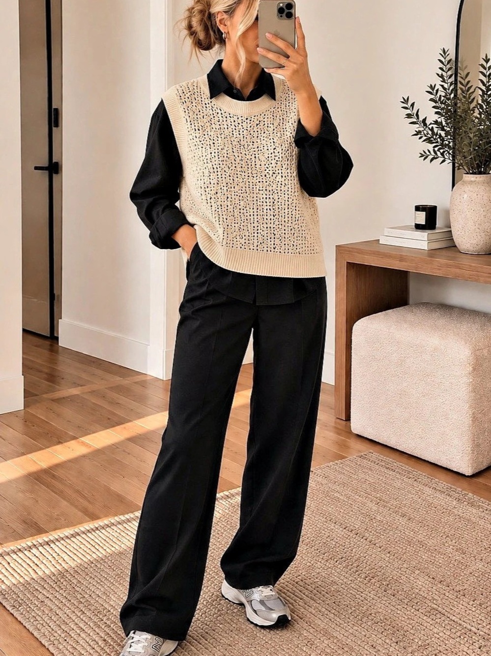 Women's Cream Sweater sleeveless